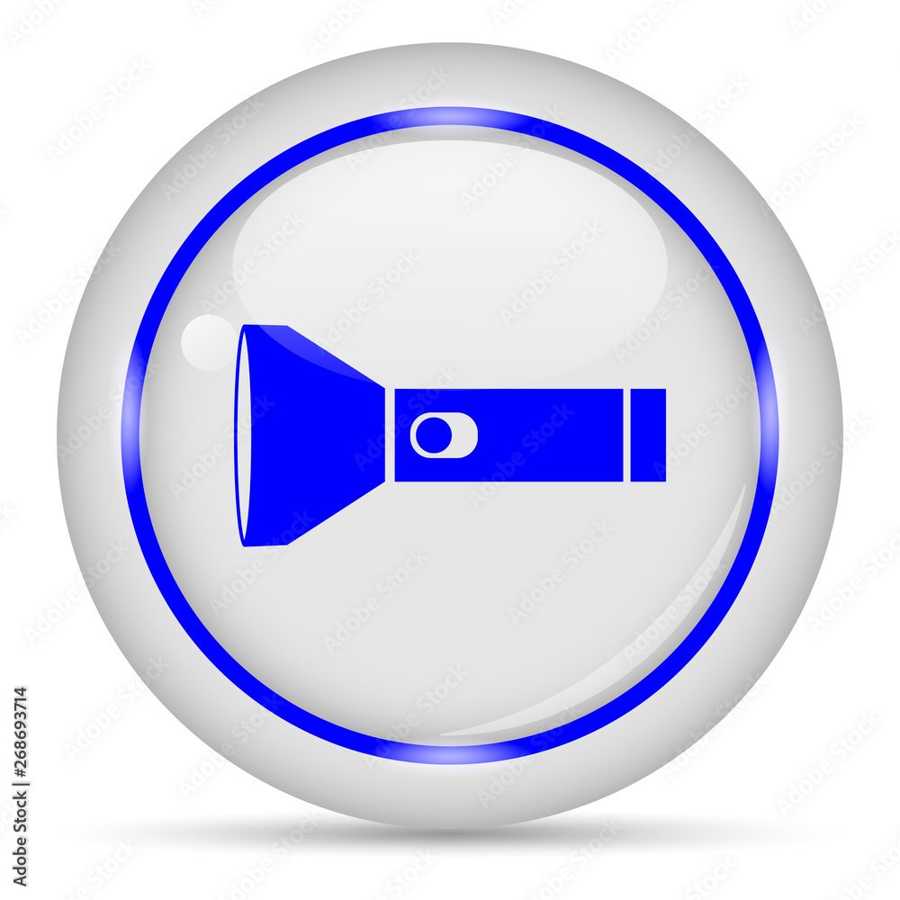 Torch icon. White glossy round vector icon in eps 10. Editable modern design internet button on white background. Torch icon. White glossy round vector icon in eps 10. Editable modern design internet button on white background.