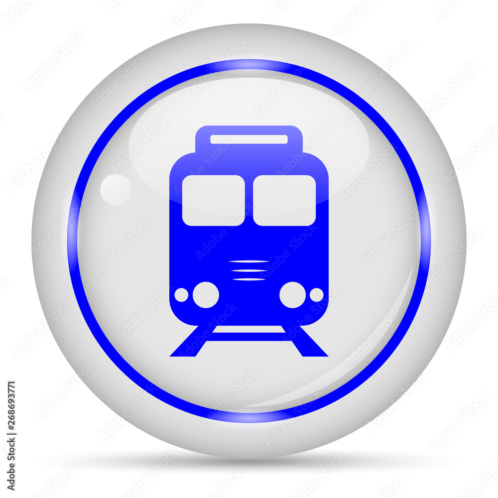 Train icon. White glossy round vector icon in eps 10. Editable modern design internet button on white background. Train icon. White glossy round vector icon in eps 10. Editable modern design internet button on white background.