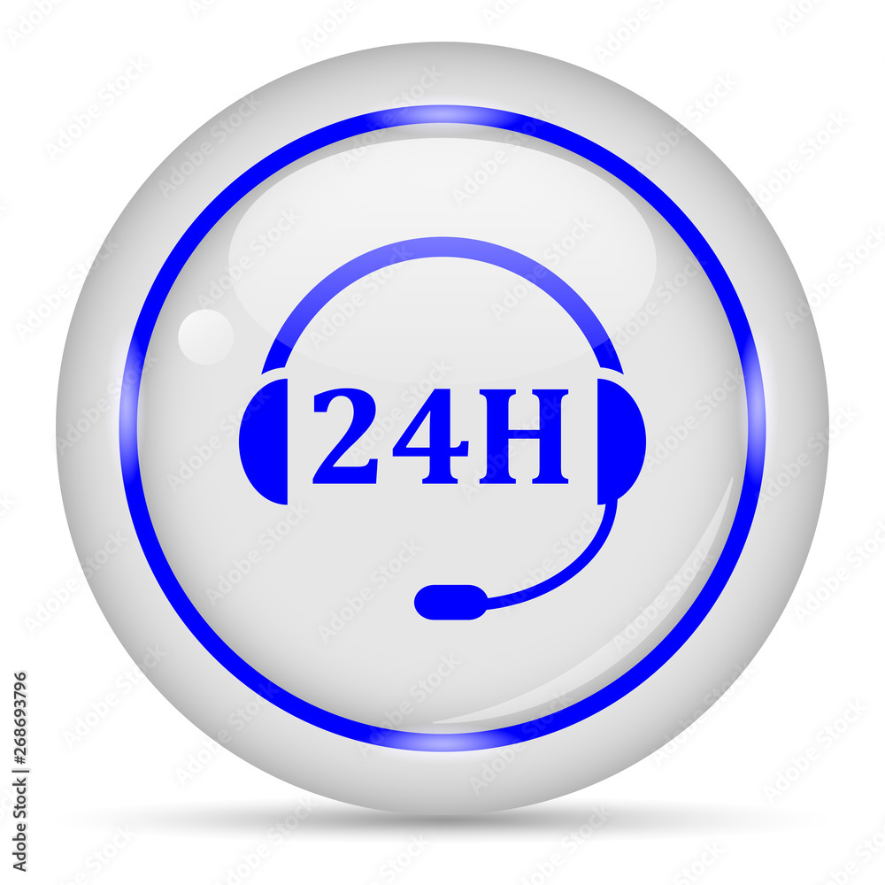 24h icon. White glossy round vector icon in eps 10. Editable modern design internet button on white background. 24h icon. White glossy round vector icon in eps 10. Editable modern design internet button on white background.