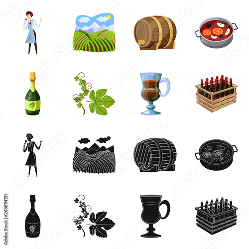 Vector illustration of farm and vineyard sign. Set of farm and product stock vector illustration.