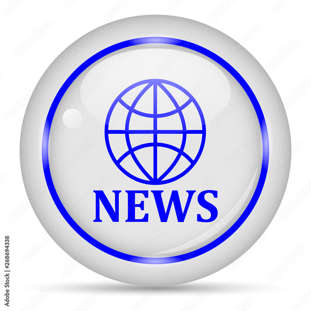 News icon. White glossy round vector icon in eps 10. Editable modern design internet button on white background. News icon. White glossy round vector icon in eps 10. Editable modern design internet button on white background.