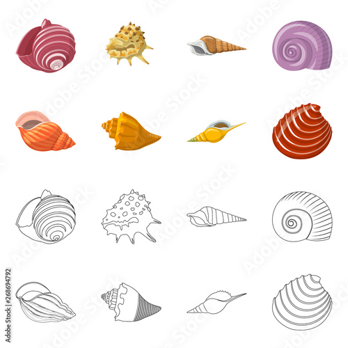 Vector illustration of animal and decoration sign. Set of animal and ocean stock symbol for web.