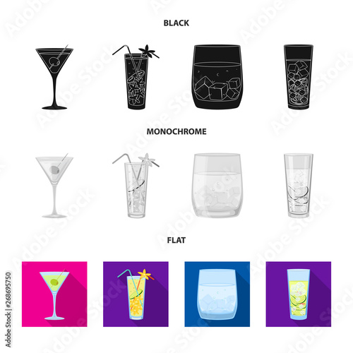 Vector illustration of liquor and restaurant icon. Set of liquor and ingredient vector icon for stock.