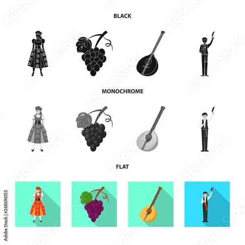 Vector design of  and historic sign. Collection of  and country vector icon for stock.