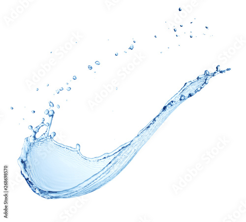 single blue water splash isolated on white background