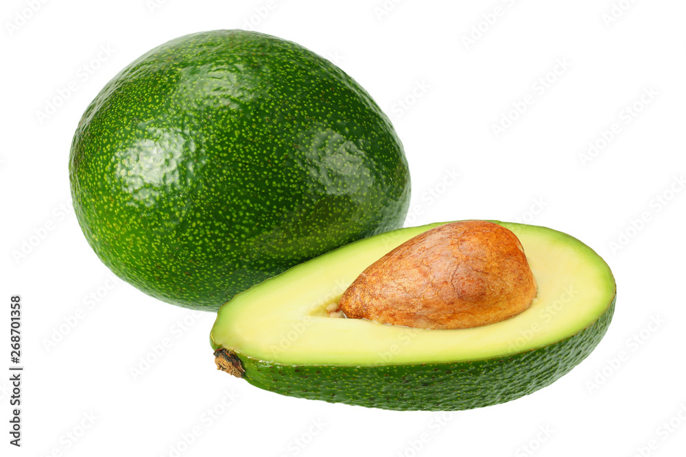 avocado with slices isolated on white background