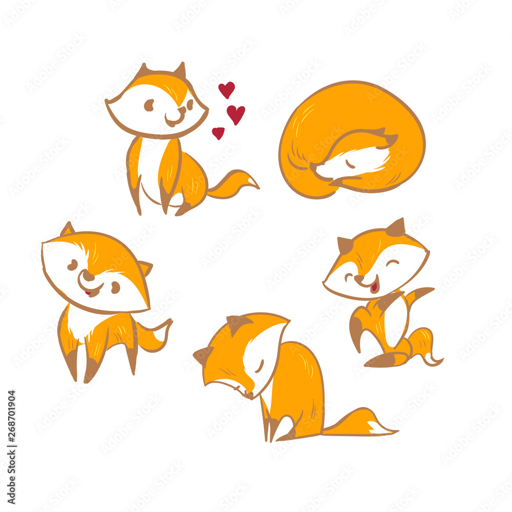 vector character fox baby set design elements vector character fox baby set design elements