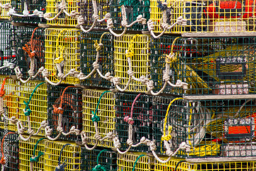 Lobster traps with buoys