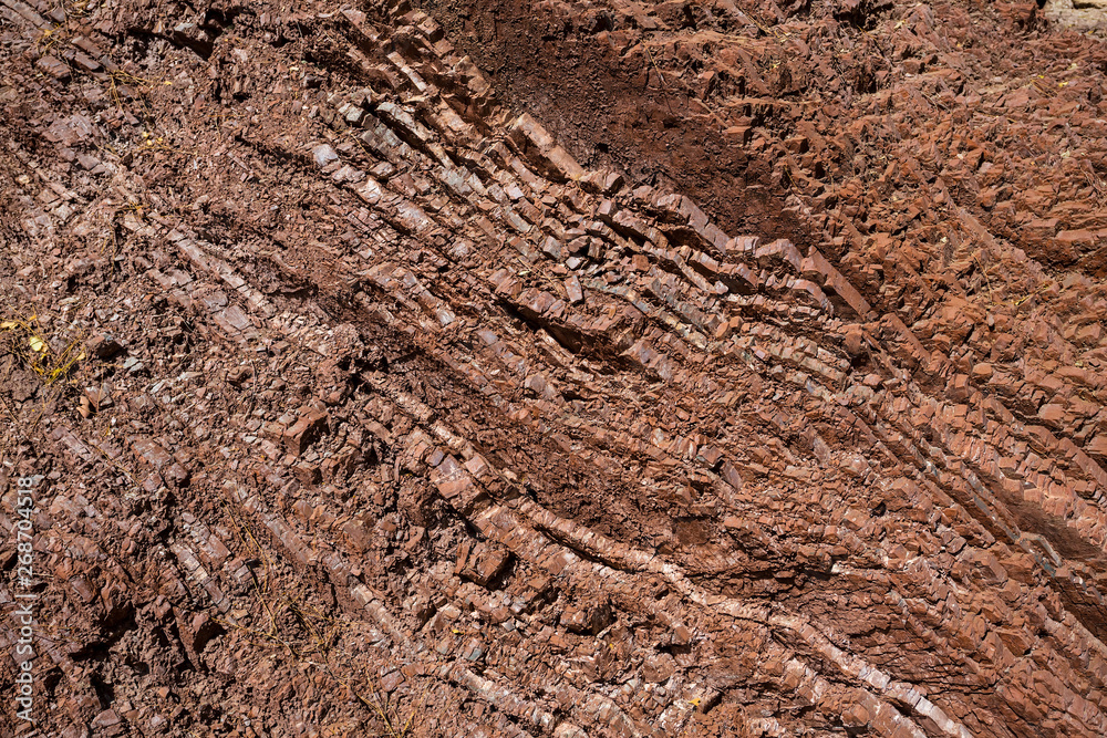 closeup rock in a crack, red natural background closeup rock in a crack, red natural background