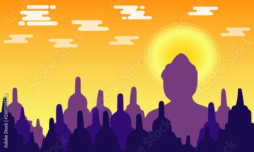  buddhist temple silhouette  with violet shadow vector image