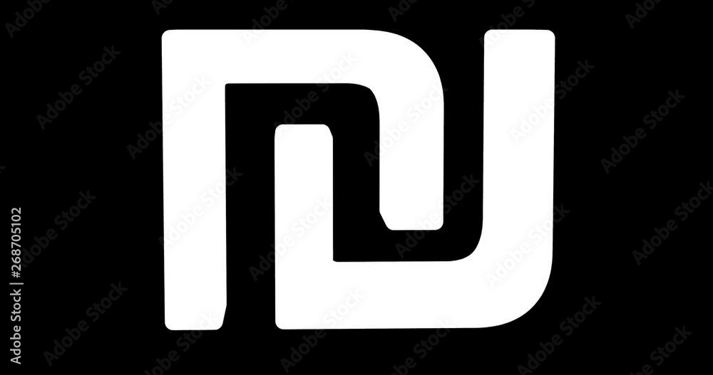 Looped animation of rotating shekel symbol, 3D rendering isolated on white background