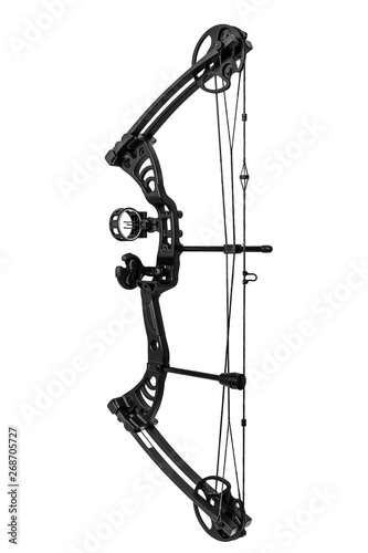 Photography modern, compound hunting bow and arrows  isolated on white