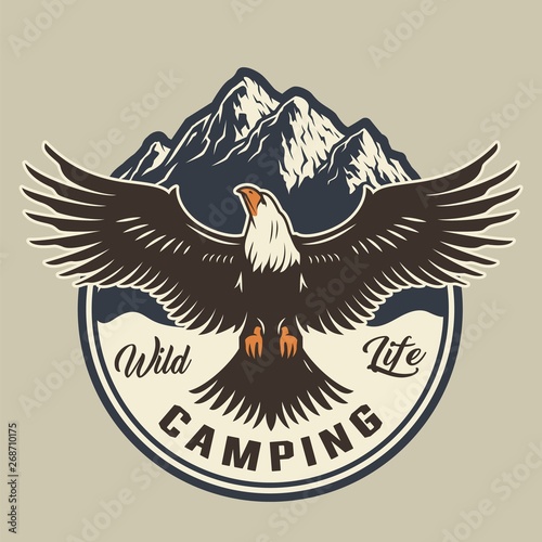 Vintage summer adventure colorful emblem