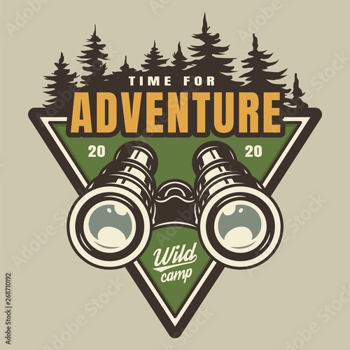 Vintage camping colorful logo