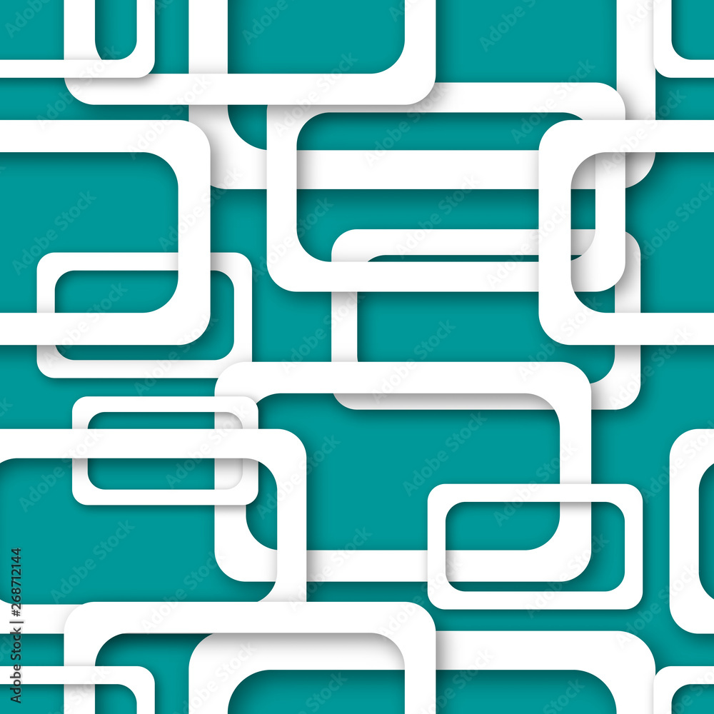 Abstract seamless pattern of randomly arranged white rectangle frames with soft shadows on light blue background Abstract seamless pattern of randomly arranged white rectangle frames with soft shadows on light blue background