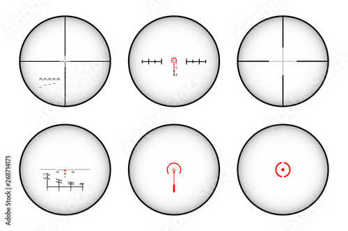 Target and aim. Pack of sniper rifle aims isolated