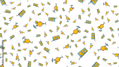 Seamless endless pattern of repeating glasses with tasty alcoholic cocktails drinks for parties on a white background. Vector illustration
