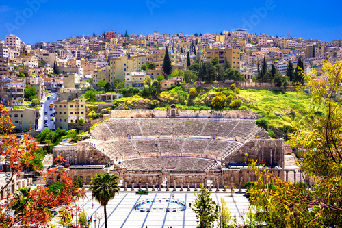 View of the Roman Theater and the city of Amman, Jordan