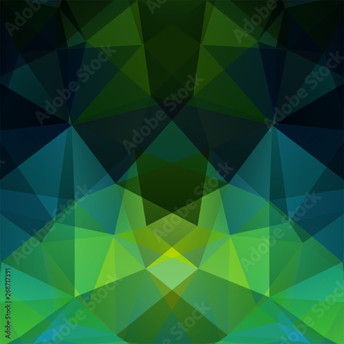 Abstract mosaic background. Triangle geometric background. Design elements. Vector illustration. Green, blue colors.