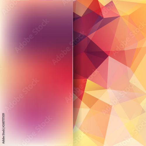 Background made of yellow  orange  red triangles. Square composition with geometric shapes and blur element. Eps 10
