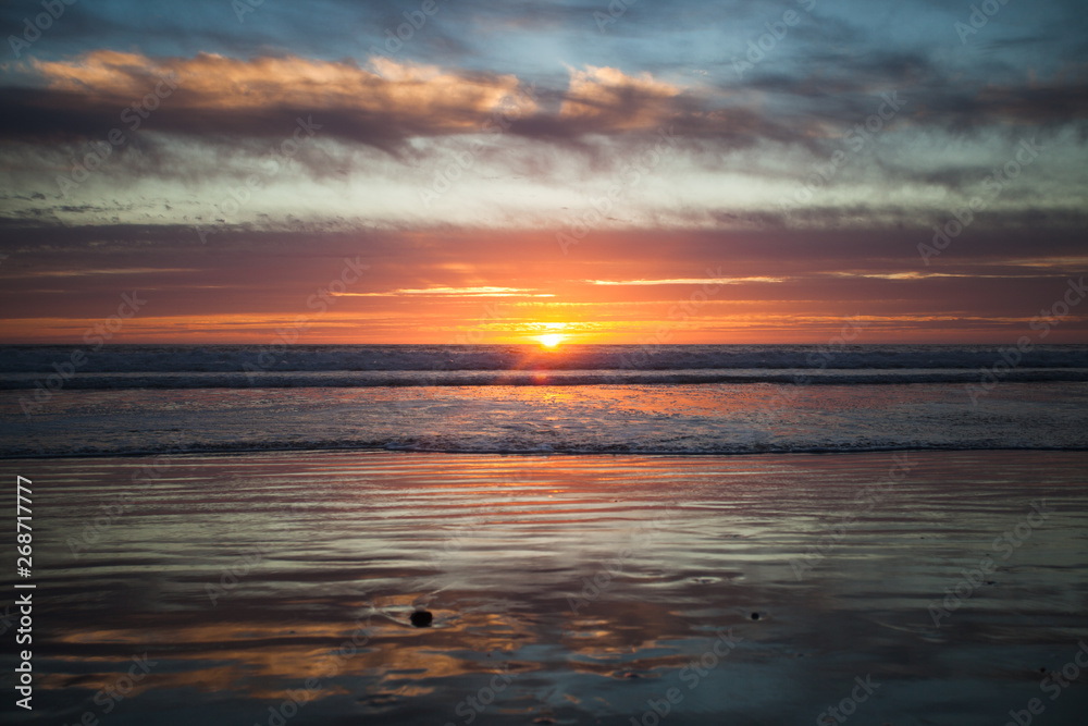 sunset on california coast near morro bay