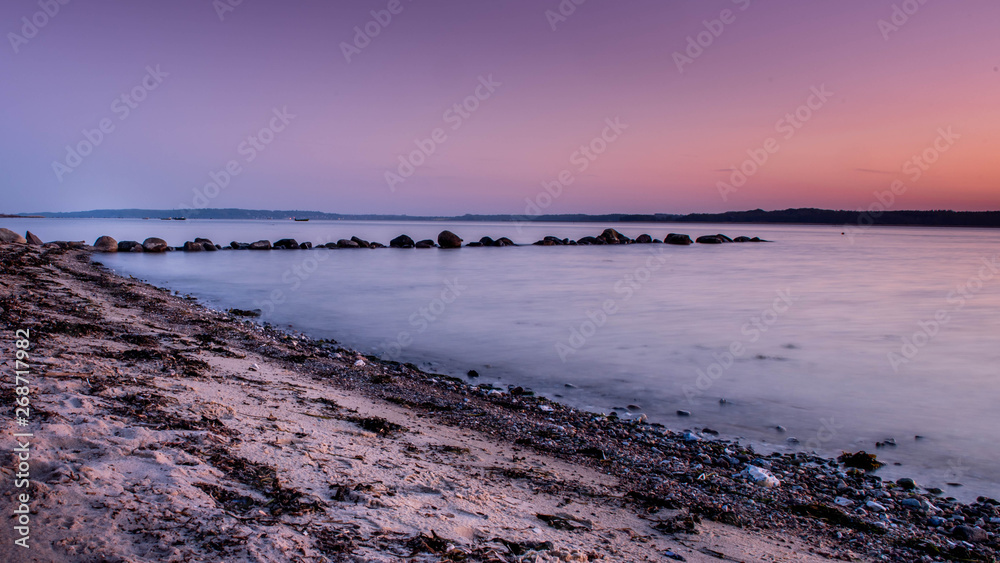 Beach in North Zealand, Denmark during sunset