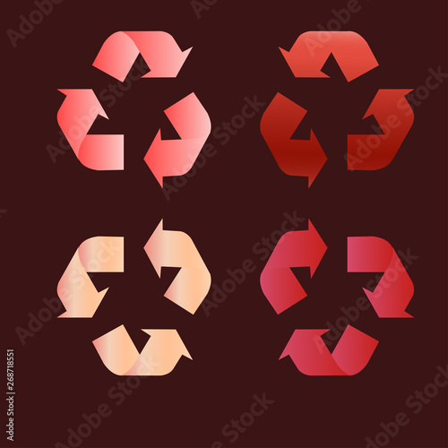 Recycle icon vector. Recycle Recycling set symbol vector. Color live coral. Trend 2019