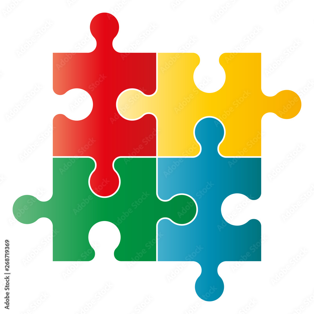 Puzzle vector illustration. Four piece puzzle Puzzle vector illustration. Four piece puzzle