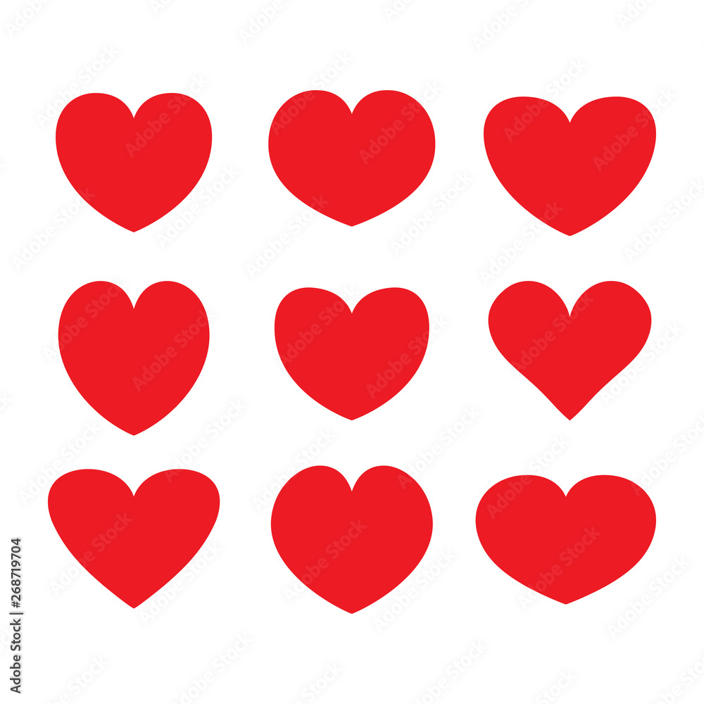 Red heart icon set vector