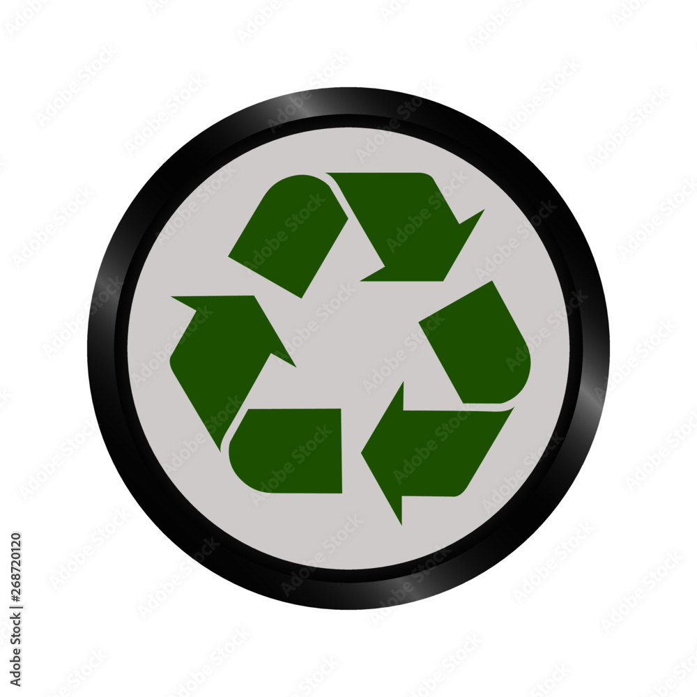 Vector illustration of recycle icon round web button Vector illustration of recycle icon round web button