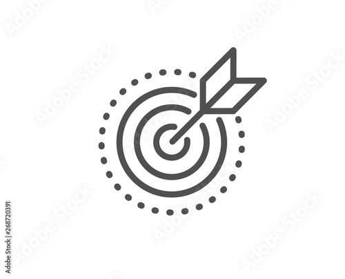 Target purpose line icon. Stratery goal sign. Core value symbol. Quality design element. Linear style target purpose icon. Editable stroke. Vector