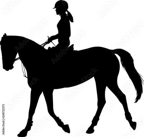 high quality silhouette of young female riding elegant horse