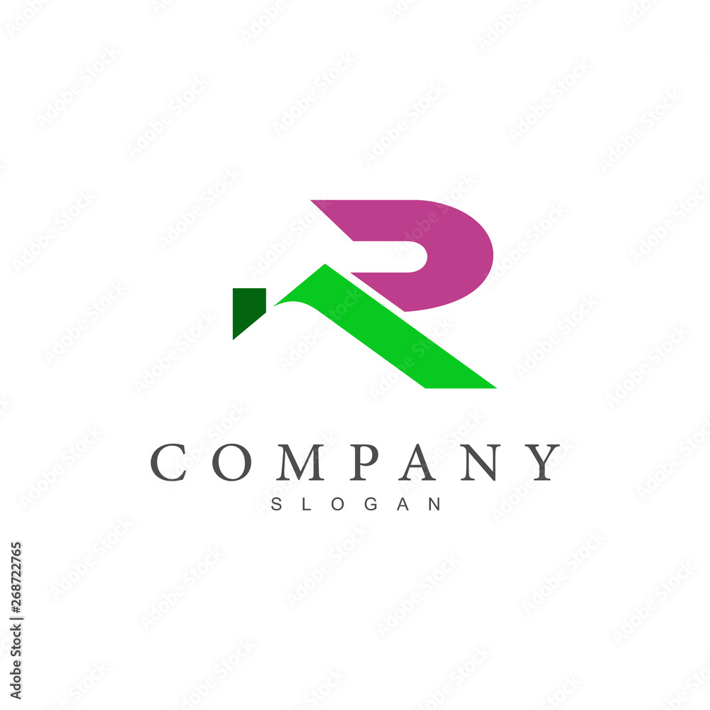 logo letter r, logo r and home, icon of luxury housing + real estate symbol
