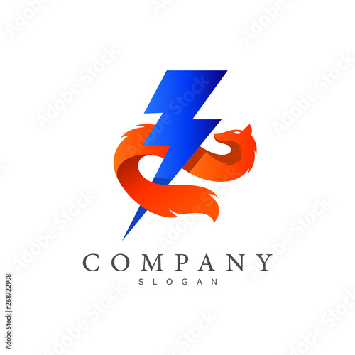 fox logo, lighting and fox , electric icon, thunder symbol