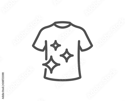 Clean t-shirt line icon. Laundry shirt sign. Clothing cleaner symbol. Quality design element. Linear style clean t-shirt icon. Editable stroke. Vector
