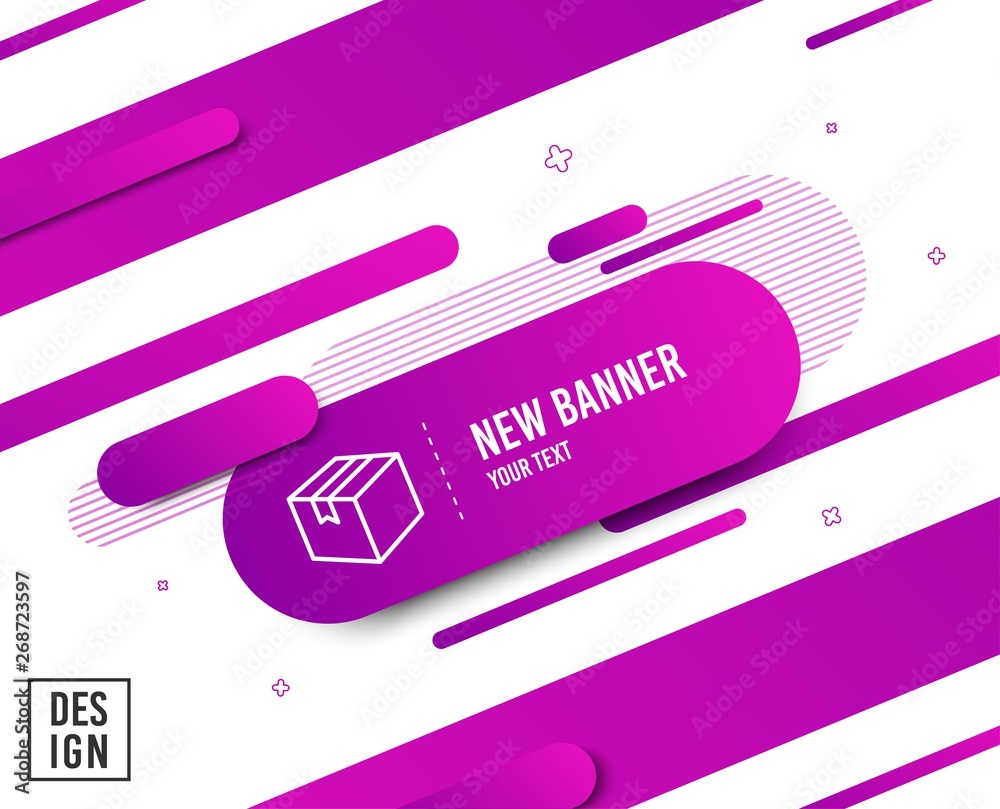 Shipping box line icon. Logistics delivery sign. Parcels tracking symbol. Diagonal abstract banner. Linear parcel icon. Geometric line shapes. Vector Shipping box line icon. Logistics delivery sign. Parcels tracking symbol. Diagonal abstract banner. Linear parcel icon. Geometric line shapes. Vector