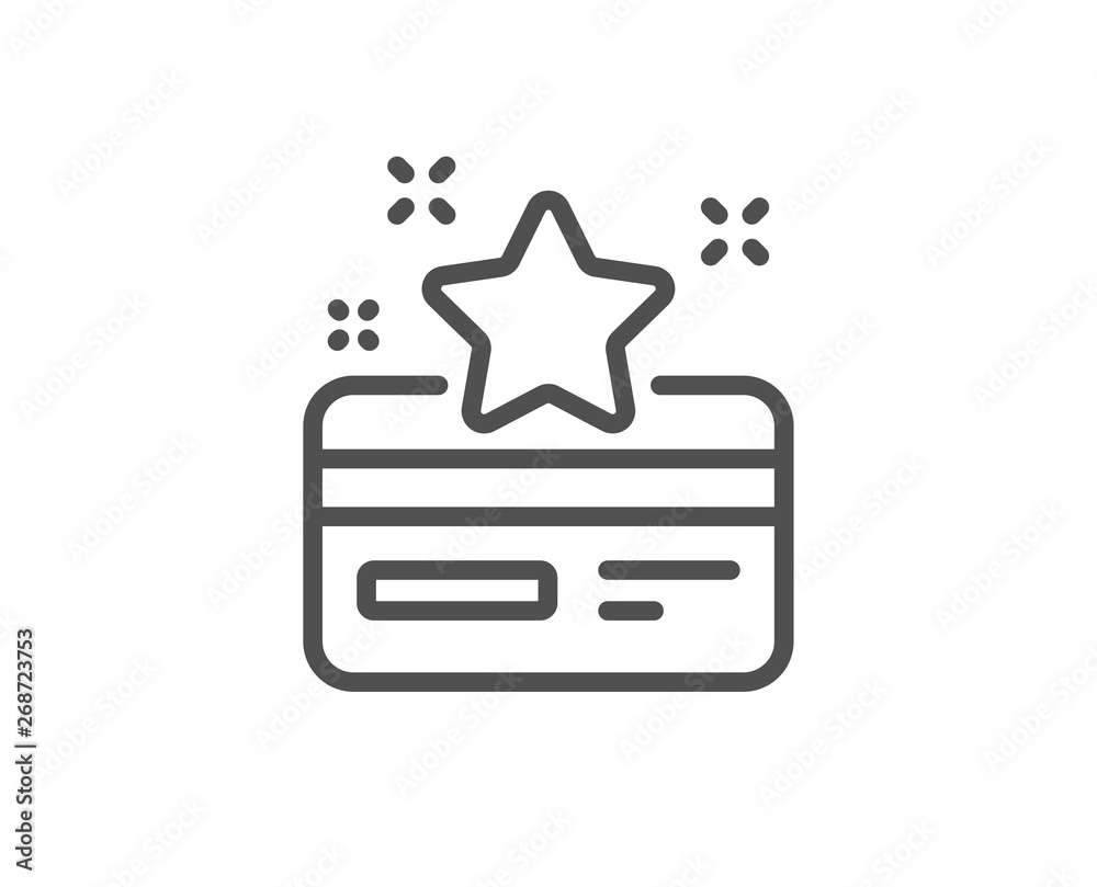 Loyalty card line icon. Bonus points. Discount program symbol. Quality design element. Linear style loyalty card icon. Editable stroke. Vector Loyalty card line icon. Bonus points. Discount program symbol. Quality design element. Linear style loyalty card icon. Editable stroke. Vector