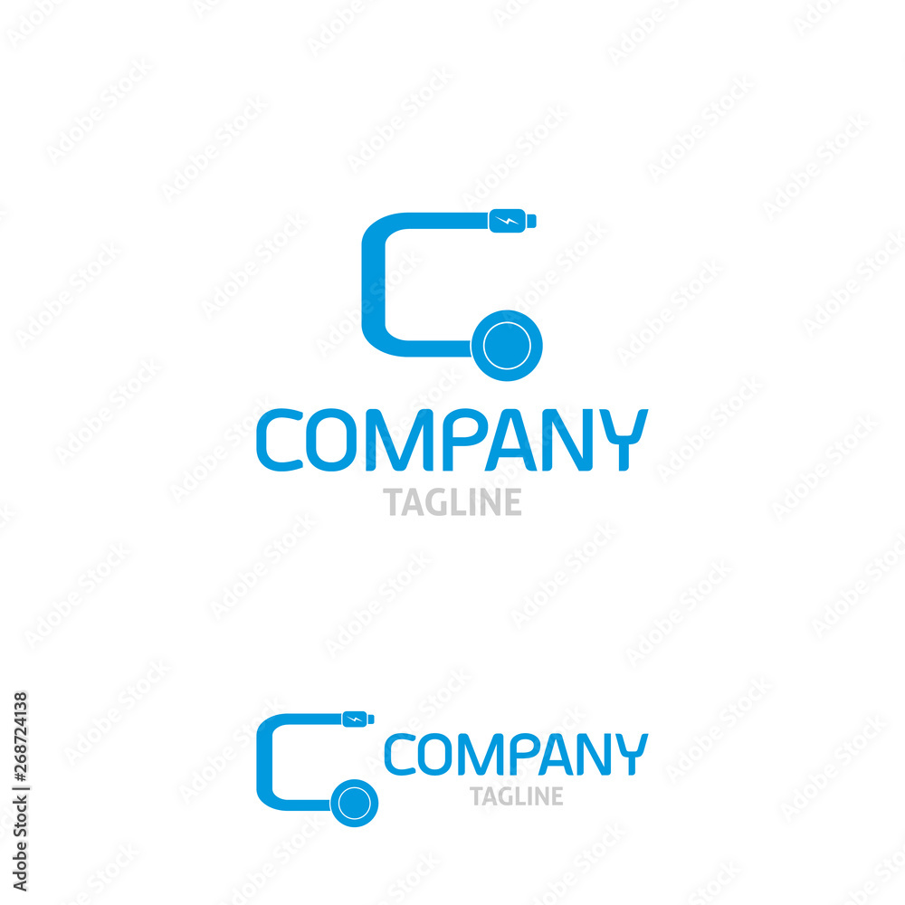 Wireless Charger with C Cable Logo, wireless design concept, C letter design, cable logo concept Wireless Charger with C Cable Logo, wireless design concept, C letter design, cable logo concept