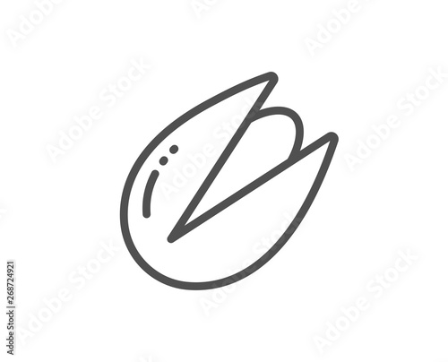 Pistachio nut line icon. Tasty nuts sign. Vegan food symbol. Quality design element. Linear style pistachio nut icon. Editable stroke. Vector