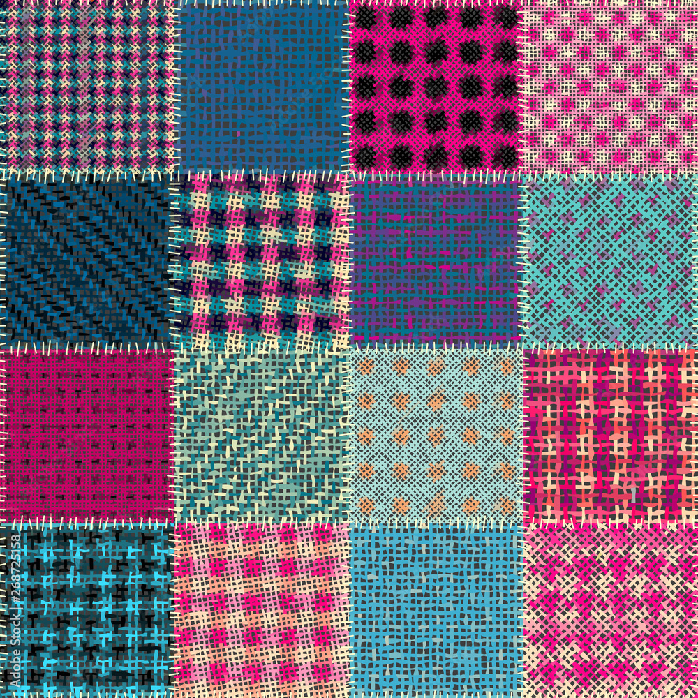 Seamless pattern. Imitation of a patchwork pattern of rough canvas. Vector image. Seamless pattern. Imitation of a patchwork pattern of rough canvas. Vector image.