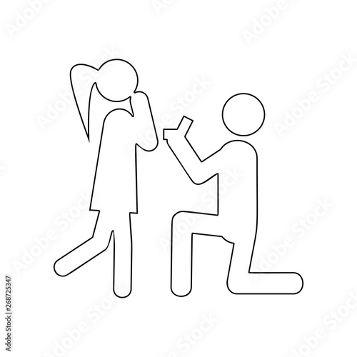 Make a marriage proposal icon. Element of Love for mobile concept and web apps icon. Outline, thin line icon for website design and development, app development