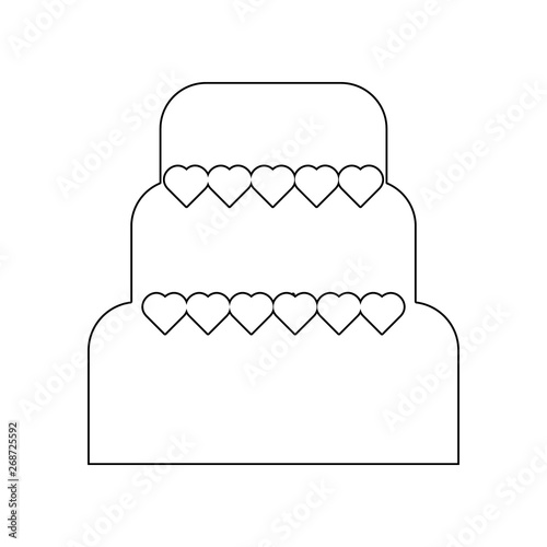 cake with hearts icon. Element of Love for mobile concept and web apps icon. Outline, thin line icon for website design and development, app development photo