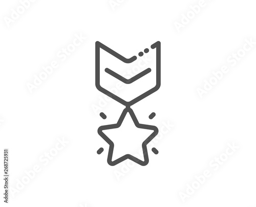 Winner medal line icon. Ranking star sign. Best rank symbol. Quality design element. Linear style winner medal icon. Editable stroke. Vector