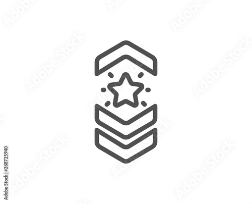 Shoulder strap stars line icon. Star award sign. Best rank symbol. Quality design element. Linear style shoulder strap icon. Editable stroke. Vector