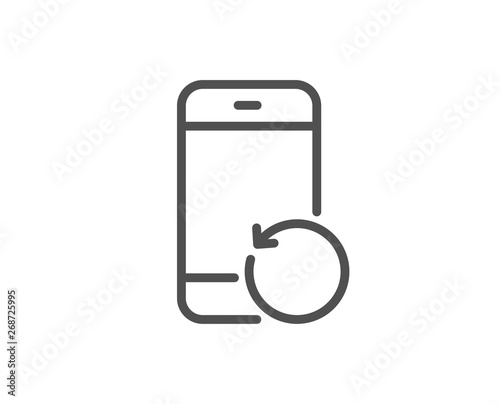 Recovery phone line icon. Backup data sign. Restore smartphone information symbol. Quality design element. Linear style recovery phone icon. Editable stroke. Vector