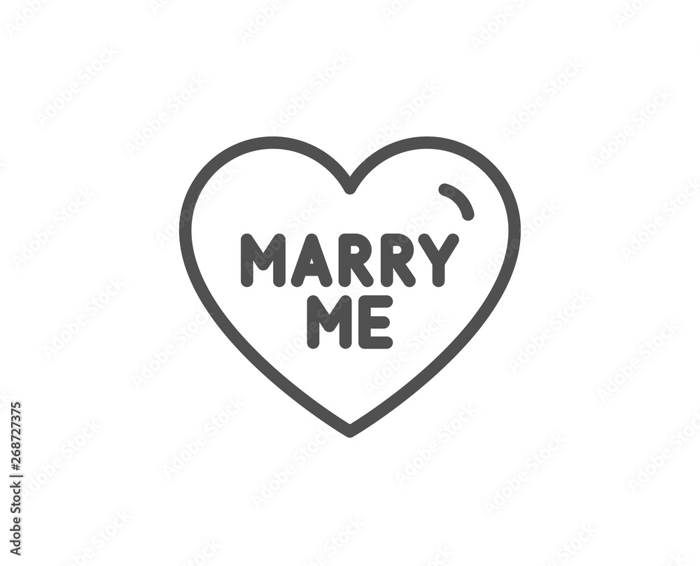 Marry me line icon. Sweet heart sign. Wedding love symbol. Quality design element. Linear style marry me icon. Editable stroke. Vector Marry me line icon. Sweet heart sign. Wedding love symbol. Quality design element. Linear style marry me icon. Editable stroke. Vector