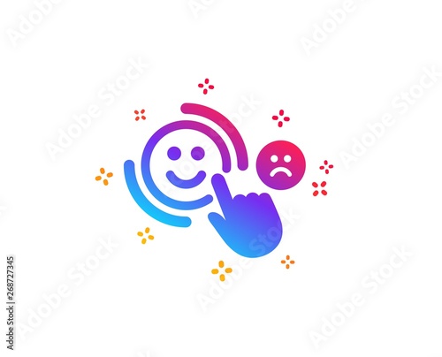 Customer satisfaction icon. Positive feedback sign. Smile symbol. Dynamic shapes. Gradient design customer satisfaction icon. Classic style. Vector