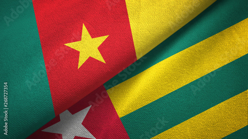 Cameroon and Togo two flags textile cloth, fabric texture