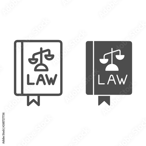Law book line and glyph icon. Constitutional law vector illustration isolated on white. Judgment outline style design, designed for web and app. Eps 10.
