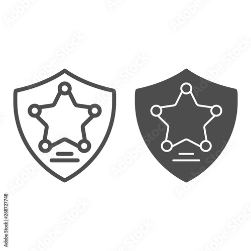 Police badge line and glyph icon. Officer badge vector illustration isolated on white. Star in shield outline style design, designed for web and app. Eps 10.